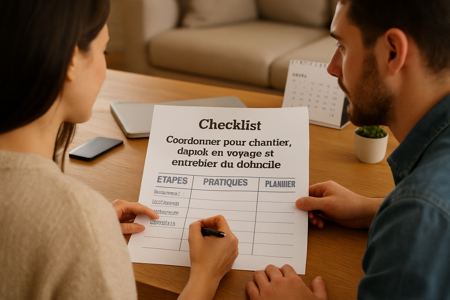 Checklist coordonnée pour chantier, départ en voyage et entretien du domicile